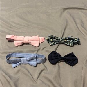 Set of Four Bow Ties in Pink, Floral, Blue, and Black